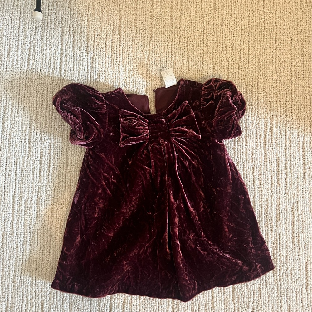 H&M Adorables Velvet Burgundy Dress with Bow